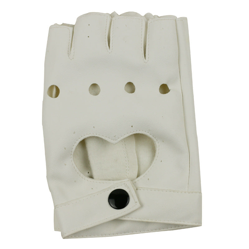 Damen Halb Finger Handschuhe PU-Lederhandschuhe