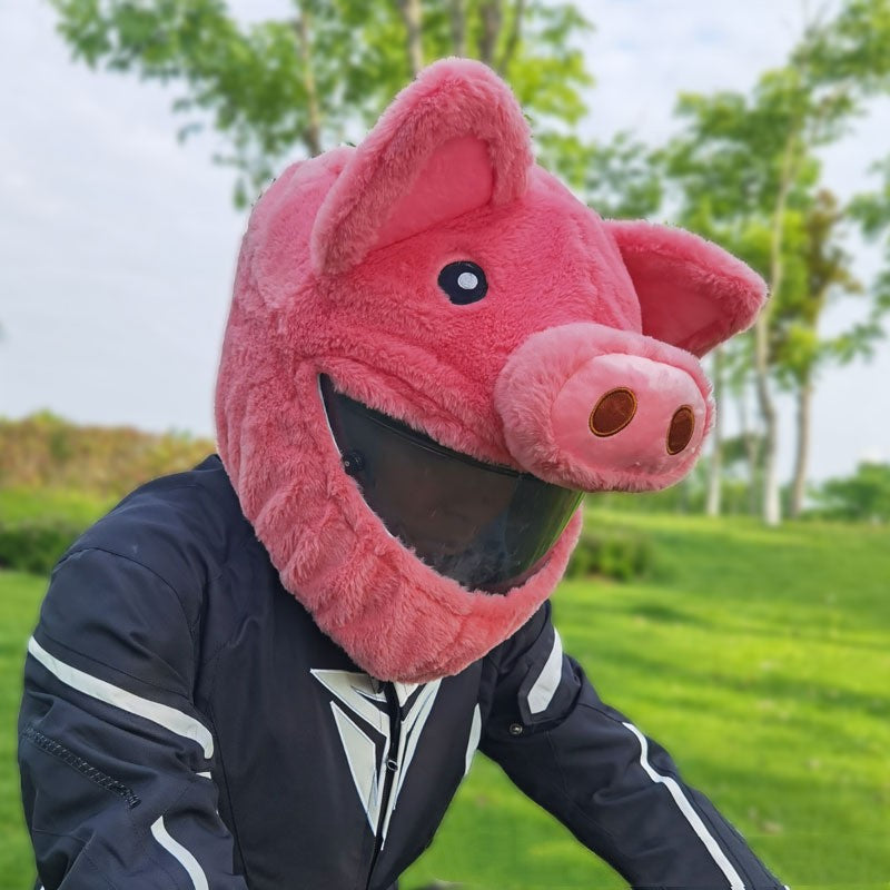 Plüsch Helmüberzug Rosa Schweinchen