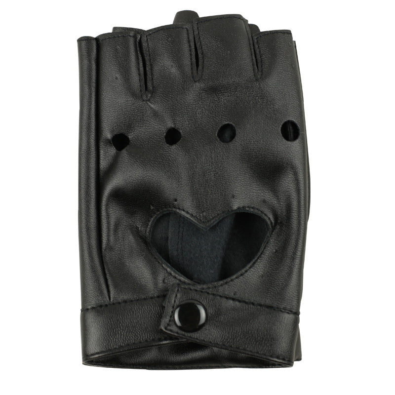 Damen Halb Finger Handschuhe PU-Lederhandschuhe