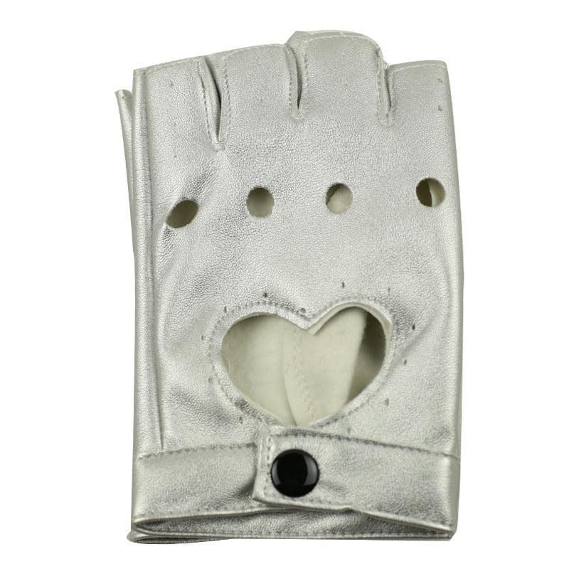 Damen Halb Finger Handschuhe PU-Lederhandschuhe
