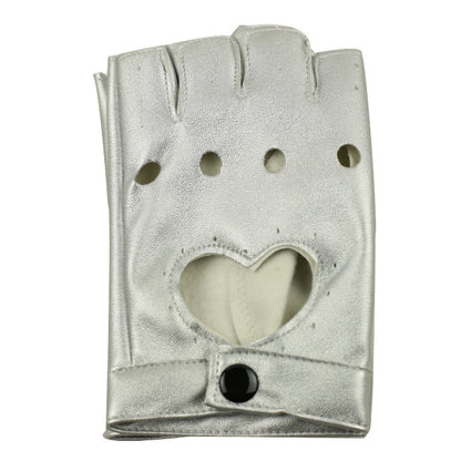 Damen Halb Finger Handschuhe PU-Lederhandschuhe