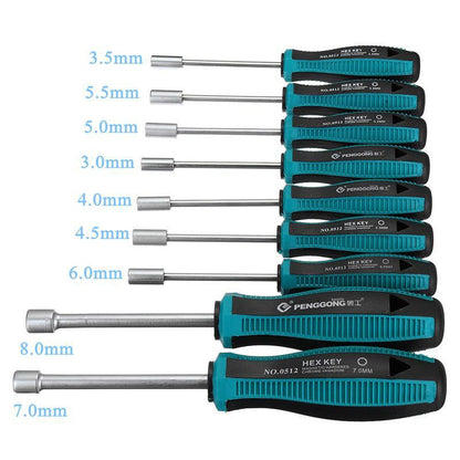 Steckschlüssel-Set 9teilig 3-8mm mit Tasche