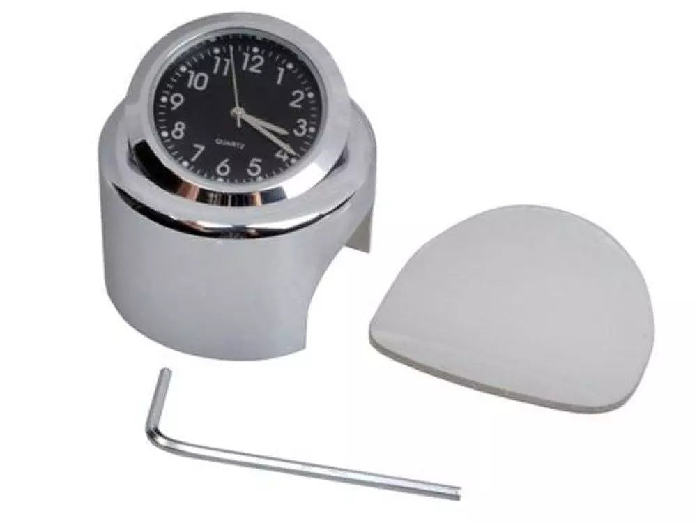 Analoge Lenkeruhr und Thermometer in Chrom