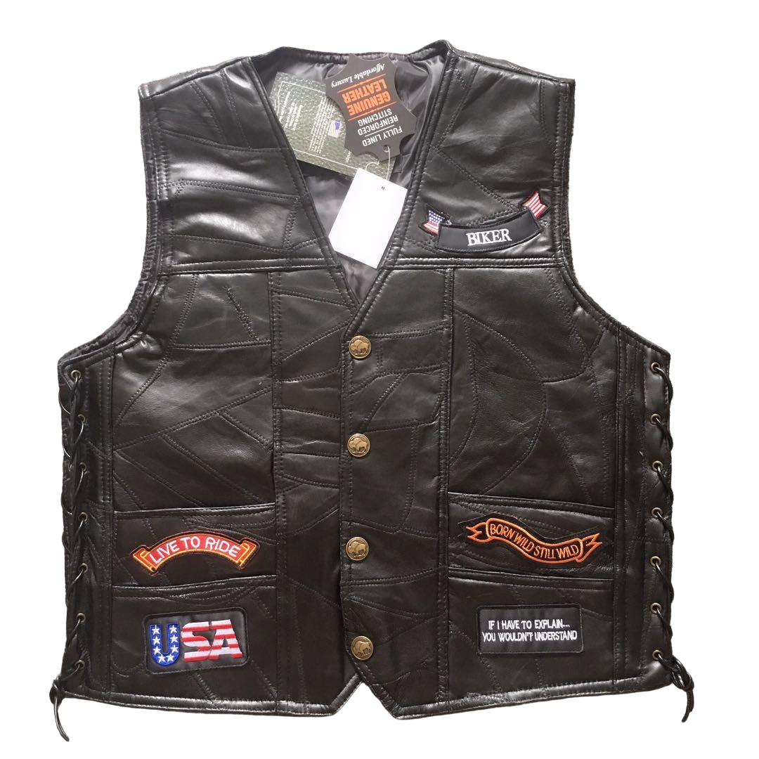 Herren Lederweste mit Patches