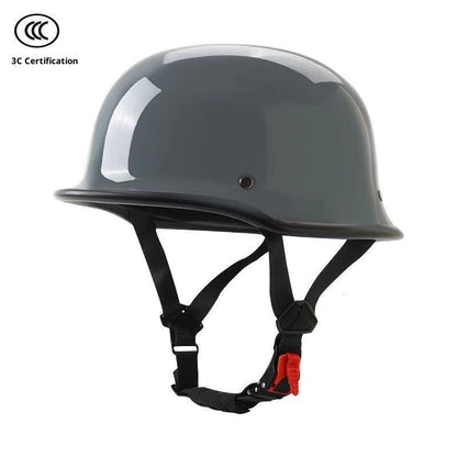 Motorradhelm in Stahlhelmoptik weiß oder grau