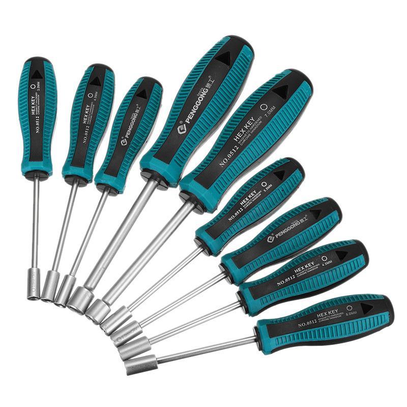 Steckschlüssel-Set 9teilig 3-8mm mit Tasche