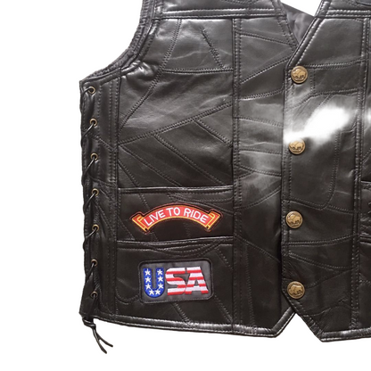 Herren Lederweste mit Patches