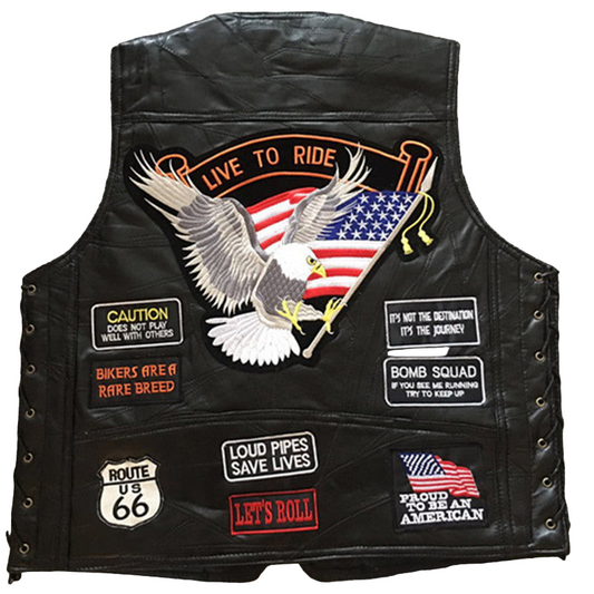 Herren Lederweste mit Patches